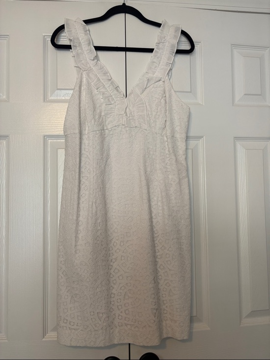 Lilly Pulitzer Dresses & Skirts - Lilly Pulitzer White Ruffled Strap Eyelet Dress